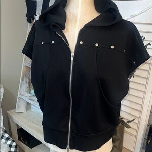White Birch Black Hooded Zipper Jacket with Silver Accents